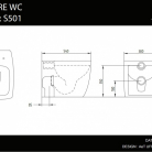 WC Pods SQUARE balts/zelts ar SC vāku bez skalojamās kastes