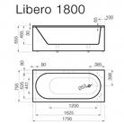 Vanna LIBERO 180*80 balta ar U veidapaneli + sifons