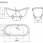 VISPOOL brīvstāvošās vannas IMPERO 1950*900 (balta)