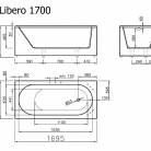 VISPOOL taisnstūra vannas LIBERO 170 1690*795 (balta)