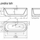 VISPOOL taisnstūra vannas LONDRA 1700*765 (balta)