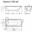 VISPOOL taisnstūra vannas CLASSICA 170 1700*750 (balta)