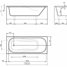 VISPOOL taisnstūra vanna CLASSICA 180x75cm (balta) ar sifonu