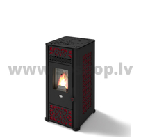 Granulu kamīns Eva Calor LUCILLA 9,5 kW melns/sarkans