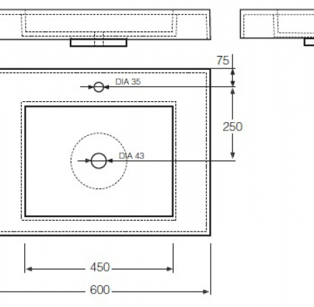 Izlietne F-600 600x450 balta