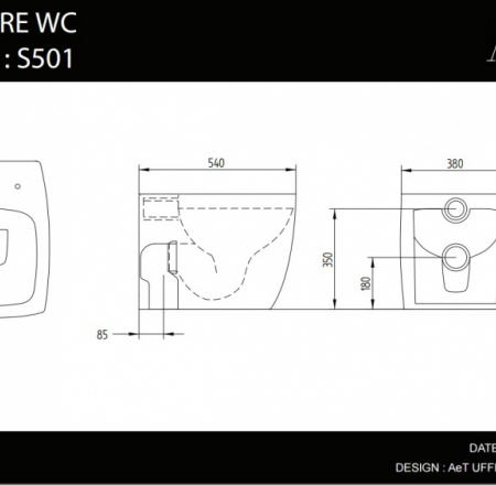 WC pods SQUARE balts ar s/c vāku