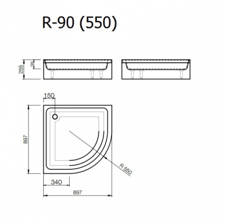 Paliktnis R-90*90 pusap. ar paneli