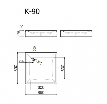 Paliktnis K-90*90 kvadrāts balts