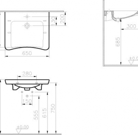 Izlietne VITRA S20 65cm, invalīdu