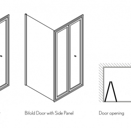 Dušas durvis Burlington BIFOLD 1000x1950mm, divkāršās salokāmas EBFSC1000