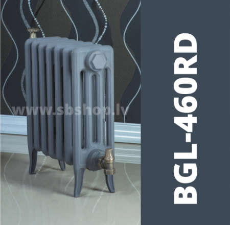 Čuguna radiators BEIGELAI BGL-460-RD (10 sekc.) gruntēts melnā krāsā