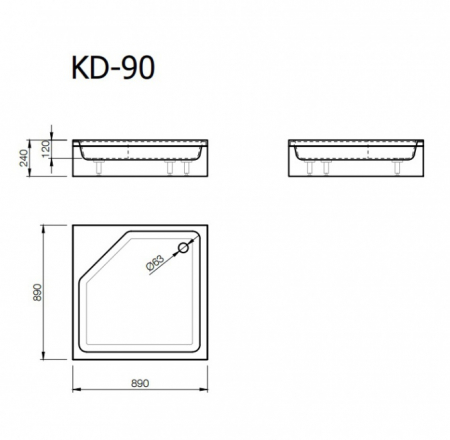 Paliktnis KD-90*90 balts bez paneļa