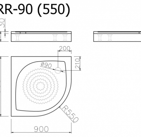 Paliktnis RR-90*90 (550) ar paneli un sifonu