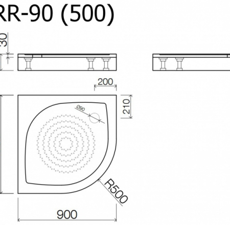 Paliktnis RR-90*90 (500) ar paneli un sifonu