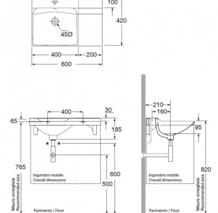 Izlietne BUDDY 60x42 balta