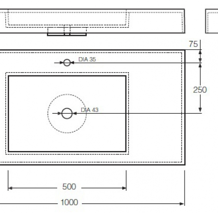 Izlietne F-1000 1000x450 balta