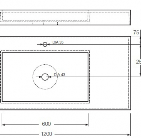 Izlietne F-1200 1200x450 balta