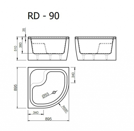 Paliktnis RD-90*90 pusap.balts ar paneli