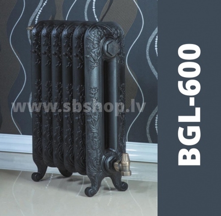 Čuguna radiatori BEIGELAI BGL-600 (8sekc.) gruntēts melnā krāsā