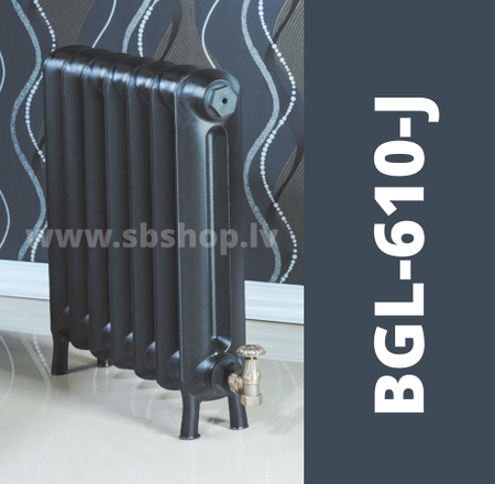 Čuguna radiators BEIGELAI BGL-610-J (12 sekc.) gruntēts melnā krāsā