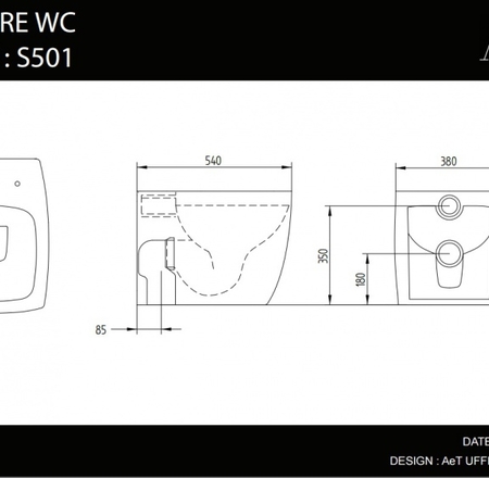 WC Pods SQUARE melns matēts 105+SC vāks 105