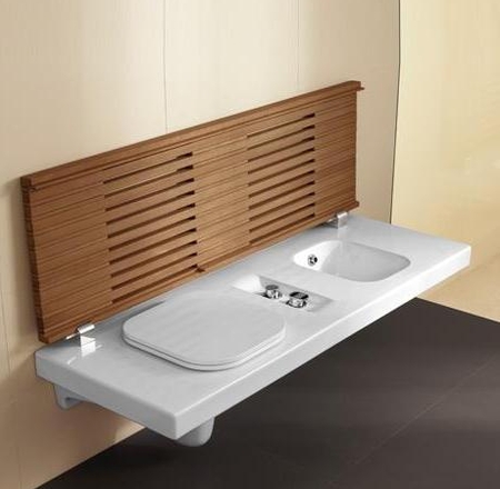 HATRIA G-FULL Pods labās puses WC+bidē komplekts ar baltu SC vāku 120x50cm, piekarināms pie sienas, balts
ar koka vāku