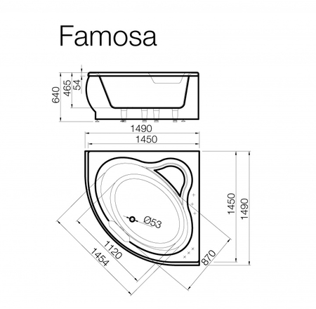 VISPOOL vanna FAMOSA 147 ar paneli+sifons AKCIJA
