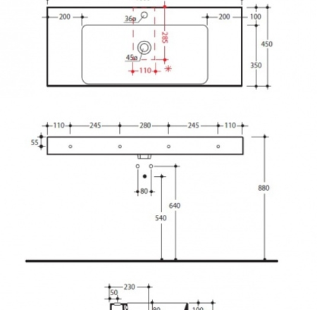 Izlietne CENTO 100*45cm KERASAN