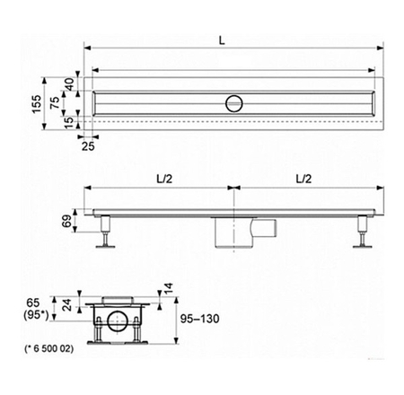 TECE dušas tekne taisna 1200mm bez restes
