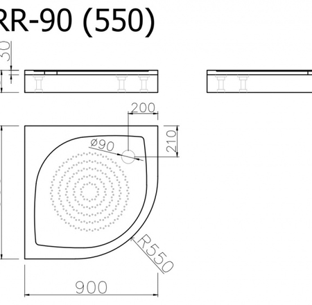 Akmens masas paliktnis RR-90*90 (550) ar paneli un sifonu