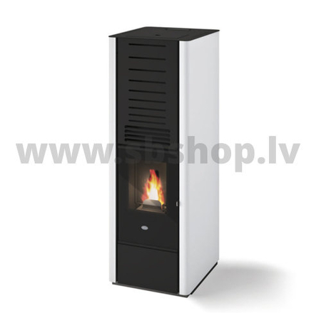 Granulu kamīns ar gaisa apsildi Eva Calor KAREN 9,5kW balta