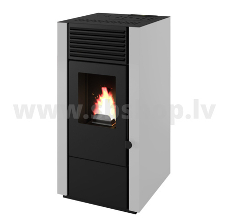 Granulu kamīns ar 1 papildus gaisa izvadu Eva Calor MARISA 9.2kW balts