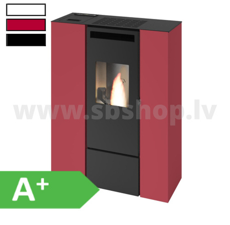 Granulu kamīns ar 1 papildus gaisa izvadu Eva Calor PIA SLIM 11kW melns