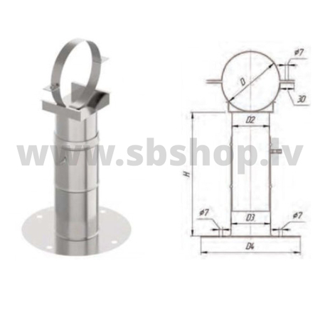 UMK Sienas stiprinājums, D150, AISI439/1.0mm 20-35, teleskopisks