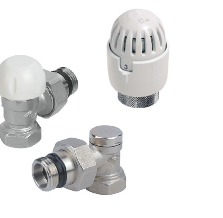 Radiatora Termoventilis 90 grādos, komplekts 1/2x1/2'' CARLO POLETTI ar baltu termogalvu