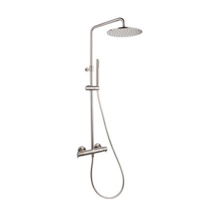 Dušas kolonna ALEXIA ar termostatu, rokas dušu un lietus dušu D30cm, RamonSoler brushed nickel
