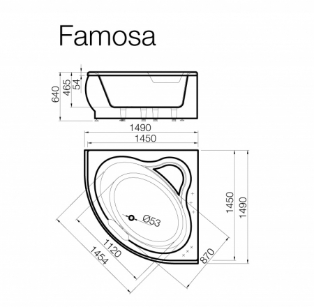 VISPOOL vanna FAMOSA 147 ar paneli+sifons AKCIJA