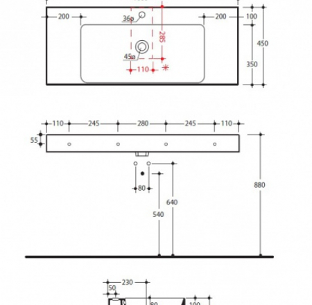 Izlietne CENTO 100*45cm KERASAN