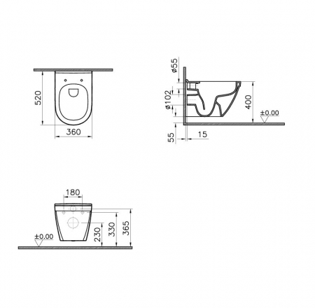 WC Pods VITRA S50 Rim-ex, piekarams ar SC vāku